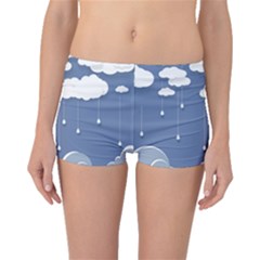 Clouds Rain Paper Raindrops Weather Sky Raining Boyleg Bikini Bottoms by Ravend