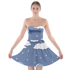 Clouds Rain Paper Raindrops Weather Sky Raining Strapless Bra Top Dress by Ravend