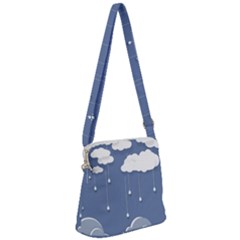 Clouds Rain Paper Raindrops Weather Sky Raining Zipper Messenger Bag by Ravend