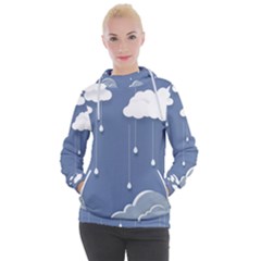 Clouds Rain Paper Raindrops Weather Sky Raining Women s Hooded Pullover