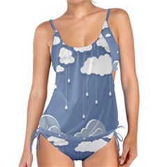 Clouds Rain Paper Raindrops Weather Sky Raining Tankini Set by Ravend