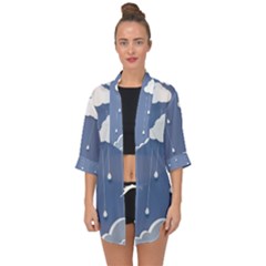 Clouds Rain Paper Raindrops Weather Sky Raining Open Front Chiffon Kimono by Ravend