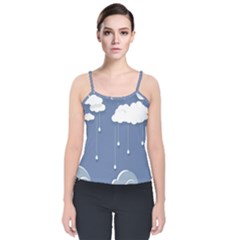 Clouds Rain Paper Raindrops Weather Sky Raining Velvet Spaghetti Strap Top by Ravend