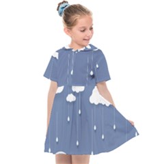 Clouds Rain Paper Raindrops Weather Sky Raining Kids  Sailor Dress by Ravend