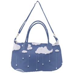 Clouds Rain Paper Raindrops Weather Sky Raining Removable Strap Handbag by Ravend