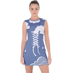 Clouds Rain Paper Raindrops Weather Sky Raining Lace Up Front Bodycon Dress by Ravend