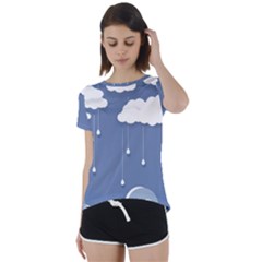 Clouds Rain Paper Raindrops Weather Sky Raining Short Sleeve Open Back Tee by Ravend