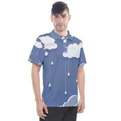 Clouds Rain Paper Raindrops Weather Sky Raining Men s Polo Tee by Ravend