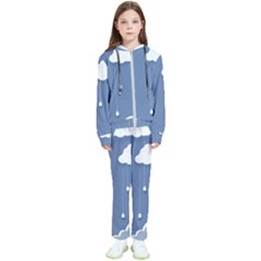 Clouds Rain Paper Raindrops Weather Sky Raining Kids  Tracksuit by Ravend