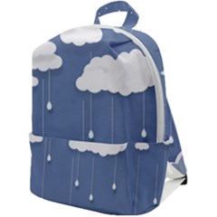 Clouds Rain Paper Raindrops Weather Sky Raining Zip Up Backpack by Ravend