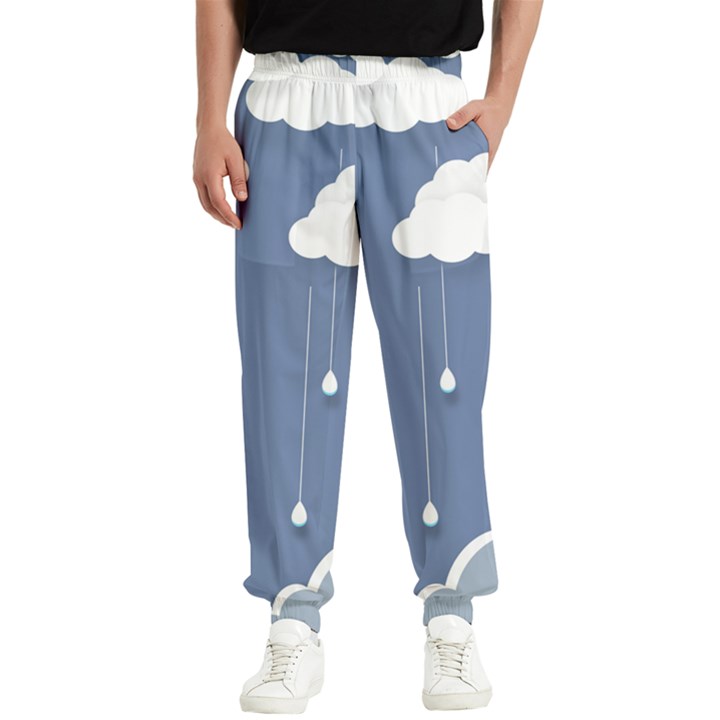 Clouds Rain Paper Raindrops Weather Sky Raining Men s Elastic Waist Pants