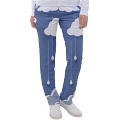 Clouds Rain Paper Raindrops Weather Sky Raining Women s Casual Pants by Ravend