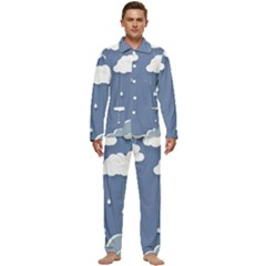 Clouds Rain Paper Raindrops Weather Sky Raining Men s Long Sleeve Velvet Pocket Pajamas Set by Ravend