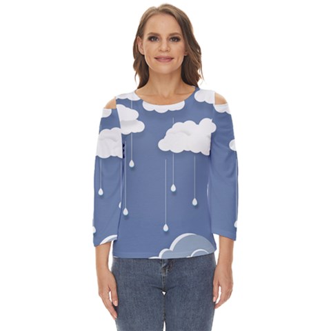 Clouds Rain Paper Raindrops Weather Sky Raining Cut Out Wide Sleeve Top by Ravend