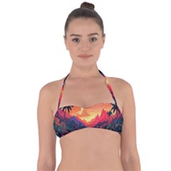 Tropical Landscape Island Background Wallpaper Halter Bandeau Bikini Top by Ravend