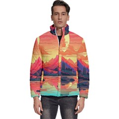 Tropical Landscape Island Background Wallpaper Men s Puffer Bubble Jacket Coat by Ravend