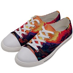 Tropical Landscape Island Background Wallpaper Men s Low Top Canvas Sneakers by Ravend