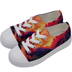 Tropical Landscape Island Background Wallpaper Kids  Low Top Canvas Sneakers