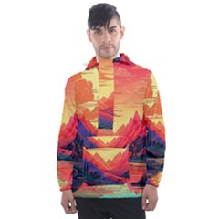 Tropical Landscape Island Background Wallpaper Men s Front Pocket Pullover Windbreaker by Ravend