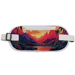 Tropical Landscape Island Background Wallpaper Rounded Waist Pouch by Ravend