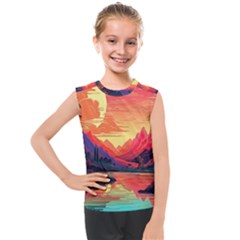 Tropical Landscape Island Background Wallpaper Kids  Mesh Tank Top by Ravend