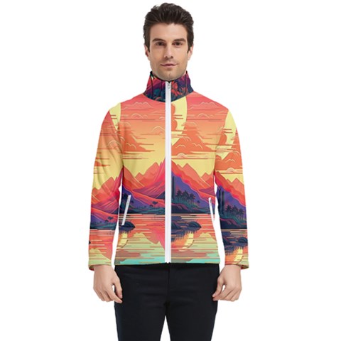 Tropical Landscape Island Background Wallpaper Men s Bomber Jacket by Ravend