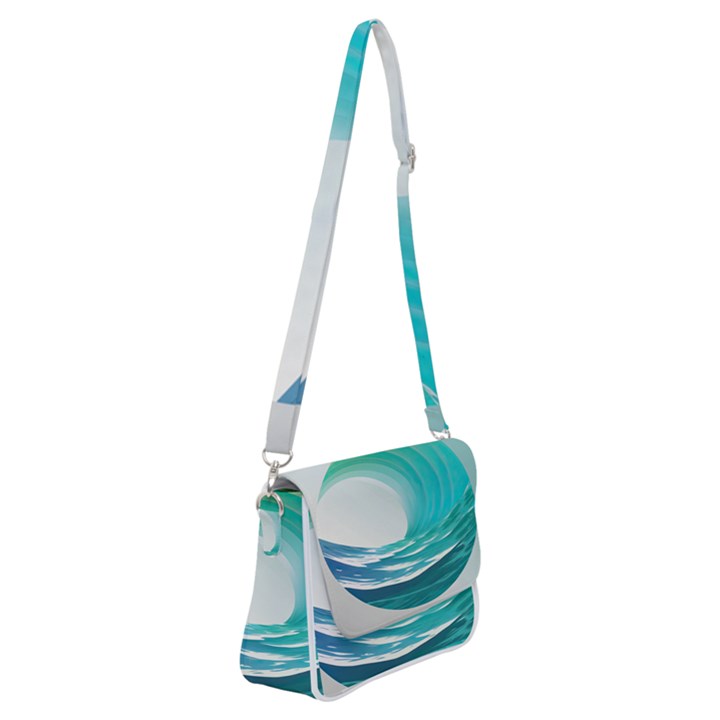 Tsunami Tidal Wave Wave Minimalist Ocean Sea Shoulder Bag with Back Zipper