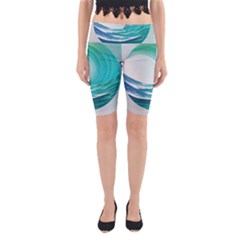 Tsunami Tidal Wave Wave Minimalist Ocean Sea Yoga Cropped Leggings by Ravend