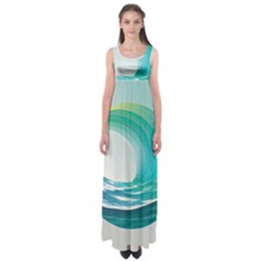 Tsunami Tidal Wave Wave Minimalist Ocean Sea Empire Waist Maxi Dress by Ravend