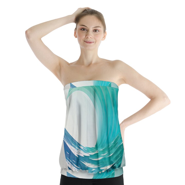 Tsunami Tidal Wave Wave Minimalist Ocean Sea Strapless Top