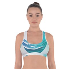 Tsunami Tidal Wave Wave Minimalist Ocean Sea Cross Back Sports Bra by Ravend