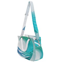 Tsunami Tidal Wave Wave Minimalist Ocean Sea Rope Handles Shoulder Strap Bag by Ravend