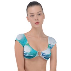 Tsunami Tidal Wave Wave Minimalist Ocean Sea Cap Sleeve Ring Bikini Top by Ravend