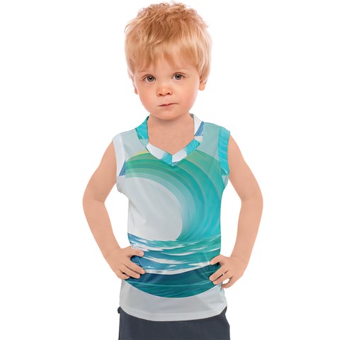 Tsunami Tidal Wave Wave Minimalist Ocean Sea Kids  Sport Tank Top by Ravend