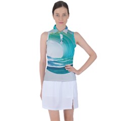 Tsunami Tidal Wave Wave Minimalist Ocean Sea Women s Sleeveless Polo Tee by Ravend