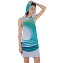 Tsunami Tidal Wave Wave Minimalist Ocean Sea Racer Back Hoodie Dress View1