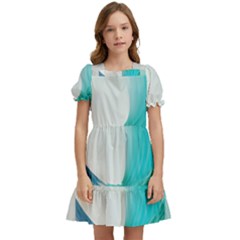 Tsunami Tidal Wave Wave Minimalist Ocean Sea Kids  Puff Sleeved Dress by Ravend