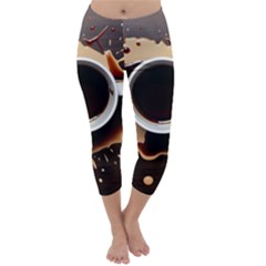 Coffee Cafe Espresso Drink Beverage Capri Winter Leggings  by Ravend