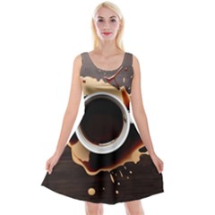 Coffee Cafe Espresso Drink Beverage Reversible Velvet Sleeveless Dress by Ravend