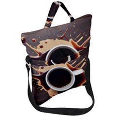 Coffee Cafe Espresso Drink Beverage Fold Over Handle Tote Bag by Ravend