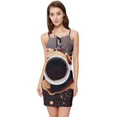 Coffee Cafe Espresso Drink Beverage Summer Tie Front Dress by Ravend