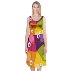 Colorful Cats Midi Sleeveless Dress by Sparkle