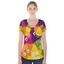 Colorful Cats Short Sleeve Front Detail Top View1