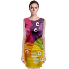 Colorful Cats Sleeveless Velvet Midi Dress