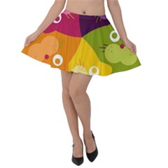 Colorful Cats Velvet Skater Skirt