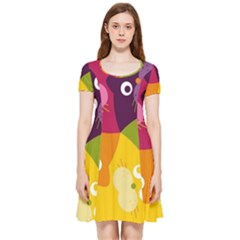 Colorful Cats Inside Out Cap Sleeve Dress by Sparkle