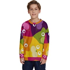 Colorful Cats Kids  Long Sleeve Jersey by Sparkle