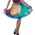 Tsunami Tidal Wave Waves Minimalist Ocean Sea A-line Skater Skirt View1