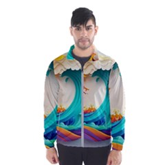 Tsunami Tidal Wave Waves Minimalist Ocean Sea Men s Windbreaker