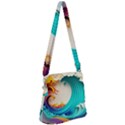 Tsunami Tidal Wave Waves Minimalist Ocean Sea Zipper Messenger Bag View1